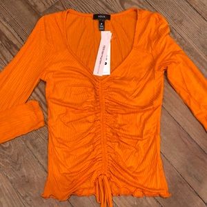 NWT Aqua Ruched Tie Top